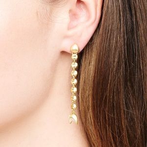 Stella & Dot Gold Drop Chain Moon Earrings